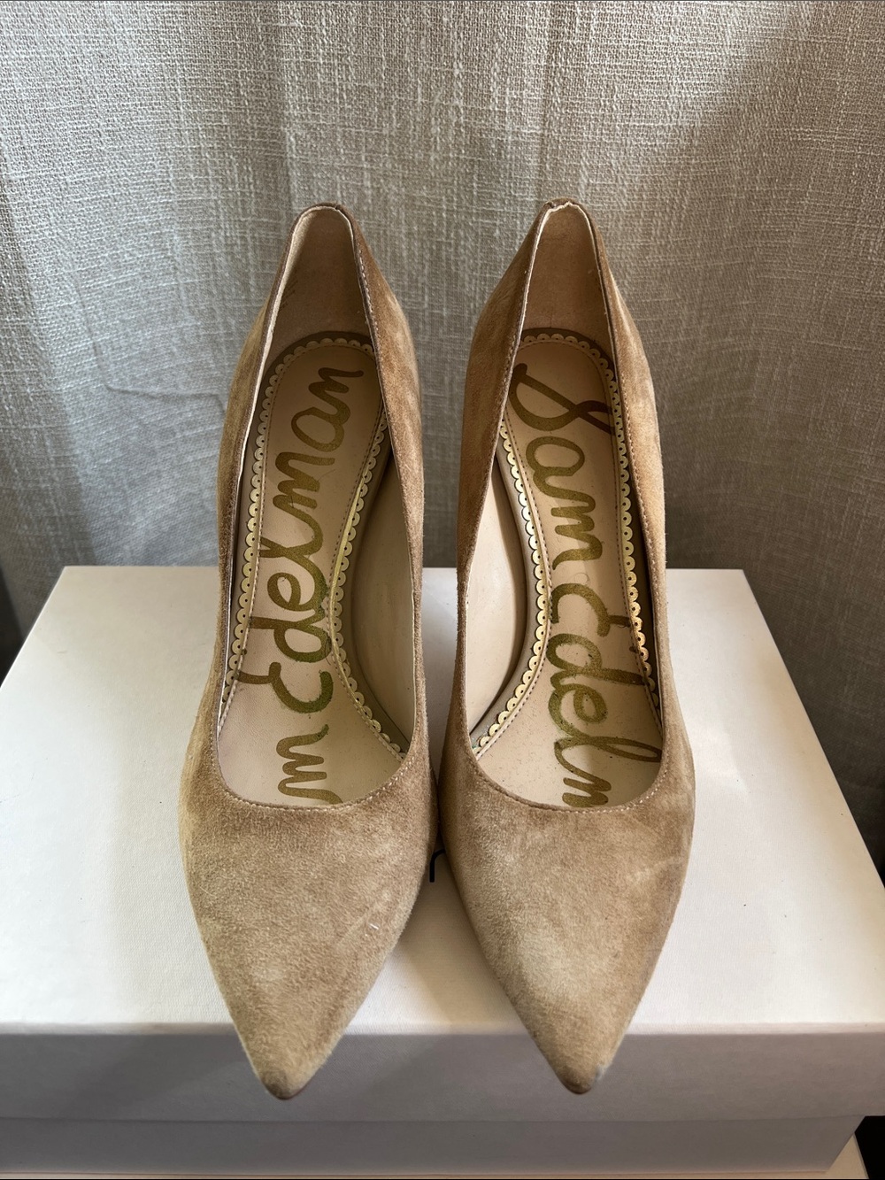 Sam Edelman in Hazel 
Suede Pointed-Toe Pumps
